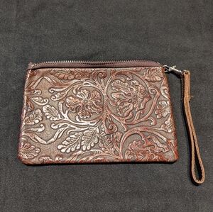 Embossed leather c&c clutch purse